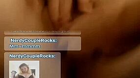 blonde wife with big tits fingering her ass on live cam