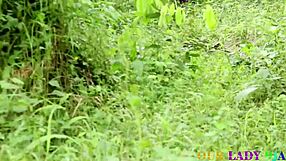 BBW pornstar squirts in outdoor African threesome sex tour.