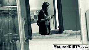 brunette woman secretly recorded in private moments