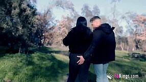 Busty Sandra Returns with Intense Boob Action Outdoors