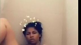 mulata paola masturbates in the bath and cums hard