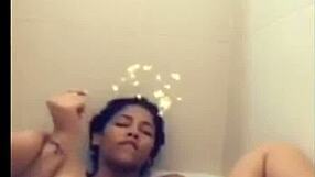 mulata paola masturbates in the bath and cums hard