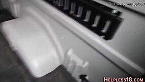 scared teen picked up and bound in outdoor bdsm scene