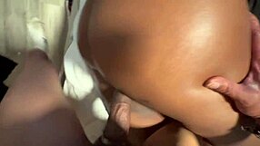 Ebony Babe Takes Massive Cock Deep In Pussy