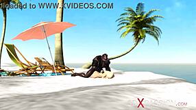 a young hottie enjoys outdoor fun with big black companion