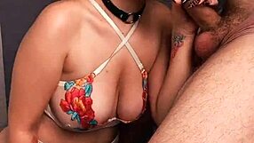 young goth witch with tattoos in lingerie swallows black cock cumshot