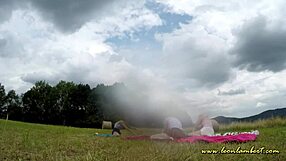 No Panties Outdoor Yoga Girls in Shortest Miniskirt Skirts