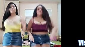 Gigantic Bouncing Asian Boobs Dancing with Striptease and Clothes Ripped