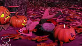 cassie and lewdine celebrate halloween with big tits and monster cock action.