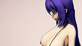 Bikini girl boldly dances with big tits and ass in anime hentai