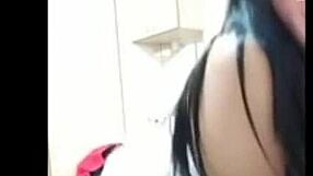 Gigantic Bouncing Asian Boobs Dancing with Striptease and Clothes Ripped