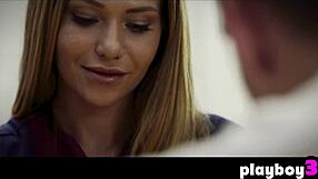 Russian busty milf rides a husband's massive tool hard.