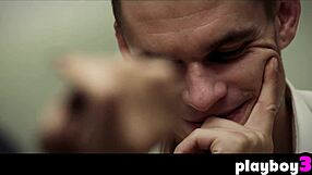 Russian busty milf rides a husband's massive tool hard.