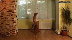 Wow, Russian Alla Klassnaja is insanely flexible doing naked bridges! She spreads everything for the camera.