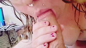 i give sloppy blowjob to my pregnant bbw with piercing and cum all over her fat tits