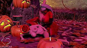 cassie and lewdine celebrate halloween with big tits and monster cock action.