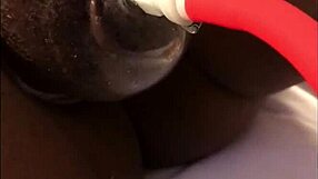 pussy pump causes squirting orgasm with labia spread wide at party