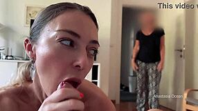 Did my stepmom catch me sucking my boyfriend's big cock?