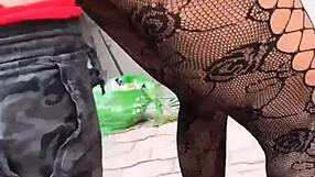 A amateur couple having anal sex on a motorcycle