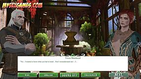 In the game, the witch is bound in bondage and fucked with fire.