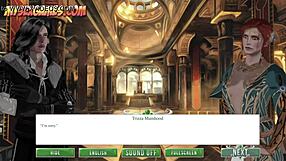 In the game, the witch is bound in bondage and fucked with fire.