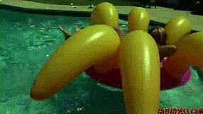 I watch Gwen and Trisha lick each other's pussies by the pool with toys.