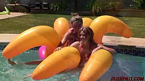 I watch Gwen and Trisha lick each other's pussies by the pool with toys.