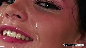 hot bombshell gets cumshot covering her face