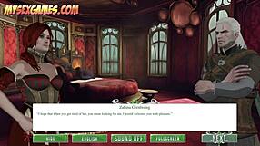 In the game, the witch is bound in bondage and fucked with fire.