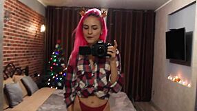 horny couple fucks wet pussy on christmas eve