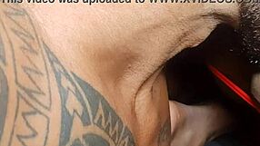 two black guys crossdressing and fucking bareback in a steamy oral session