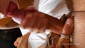 Karolla delivers intense blowjob while riding big ass