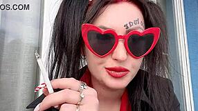 Dominatrix nika showcases sexy smoking fetish