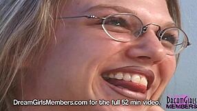 Nerdy college girl feels nervous but excited as she bares her big tits on camera.