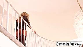 samantha saint shows her amazing big tits and masturbates solo