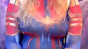 ebony captain marvel rides dildo
