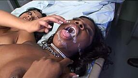Gay babe removes a cock and swallows sperm, then her throat is filled with a thick shifter cock while she is f***ed from behind