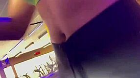 Amateur voyeur watches natural tits girl masturbate and lick pussy in gym