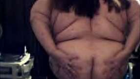 Fat BBW girlfriend exposes hairy beaver on web chat.