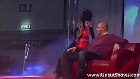 Dirty blonde harlot flaunts herself in red underwear