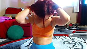 Aurora Willows Stretching Barefoot in Tight Yoga Outfit