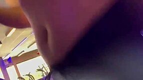 Amateur voyeur watches natural tits girl masturbate and lick pussy in gym