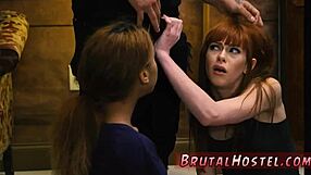 Extreme bondage binds sexy teen 18+ for monster gangbang