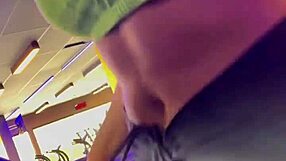 Amateur voyeur watches natural tits girl masturbate and lick pussy in gym