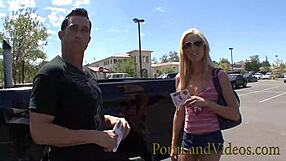 Slutty blonde teen Victoria White bangs for quick cash