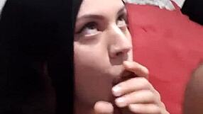 Latina Crossdresser Nicolecdzinha Sucks Deep on Neighbor’s Cock in Homemade Clip