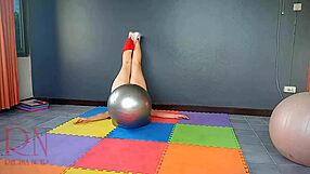 regina noir teases in transparent yoga leotard at gym