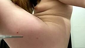 filming myself masturbating in a public bathroom, showing off my wet pussy