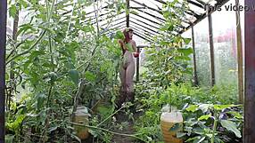 Naked Wife Exposed In Greenhouse