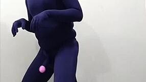 Zentai Cosplay Dog Penis Human in Spandex Scene